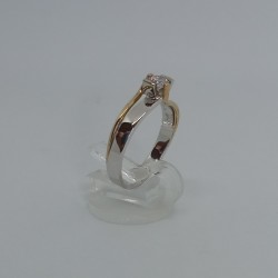 TESEO - Anello Solitario in Oro Bianco e Rosso con Diamante